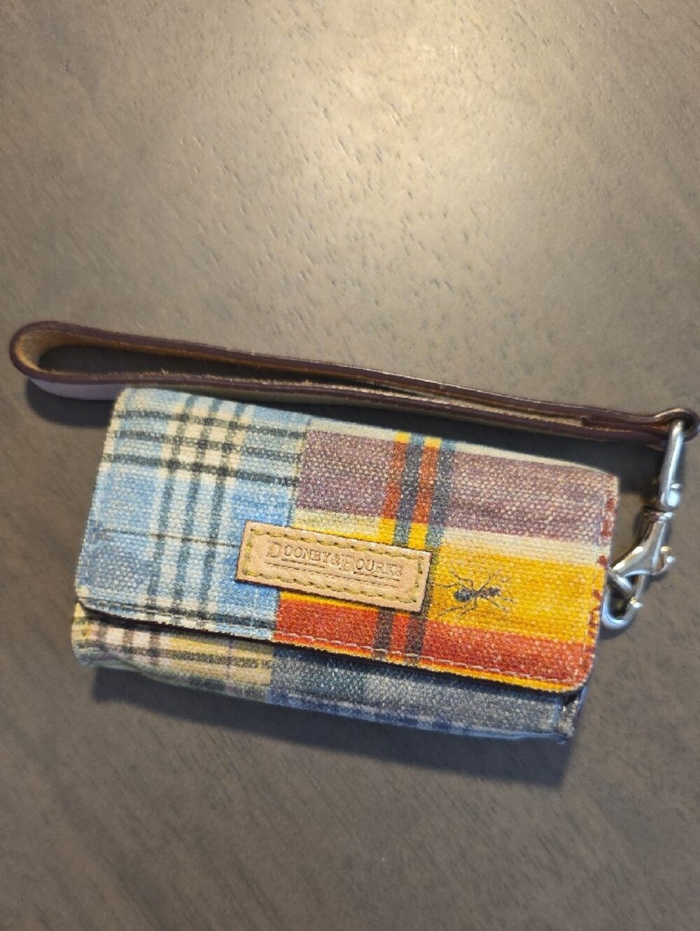 Doone & Bourke Madras Plaid Patchwork "Ant Picnic" Satchel & Card Case - Picture 3 of 13